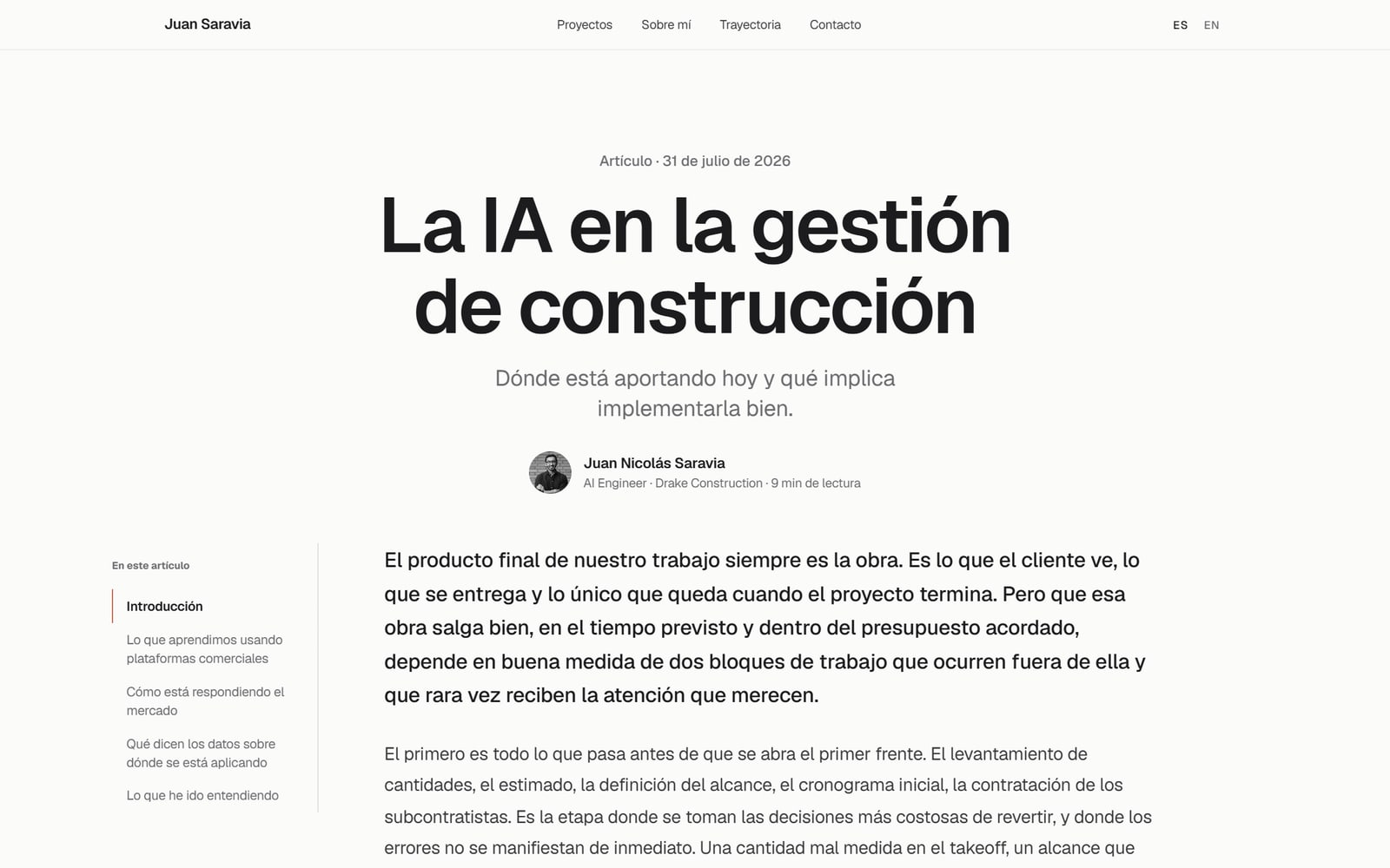La IA en la gestión de construcción, vista de escritorio
