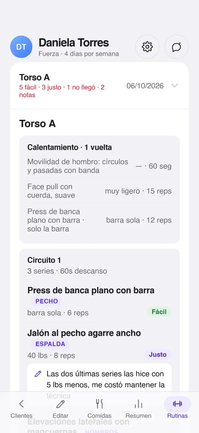 Mi Rutina, pantalla 16